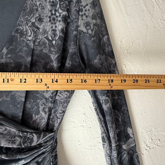 Lucy + Fiona Y2k Renaissance Whimsigoth Chiffon Floral Wrap Mesh Top - Picture 7 of 8